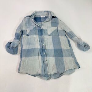 Thread & Supply Top Womens Small Blue Long Sleeve Button Down Gauzy Country